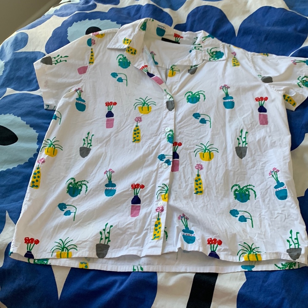 Lazy Oaf plant print button up shirt